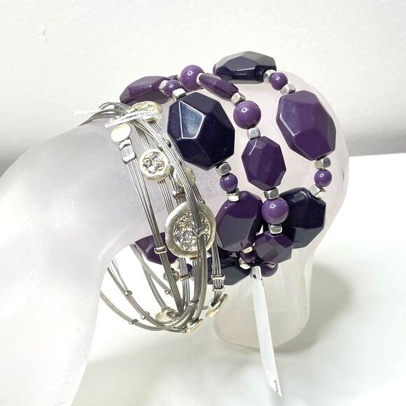 Lot NEW $63 Retired Premier Designs Stretch Bracelets Grapevine Bangles - Picture 3 of 6